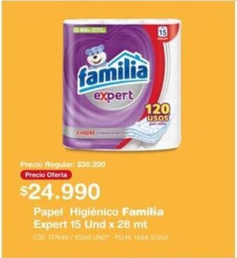 Makro Papel Higienico Familia Expert 15 Und x 28 mt oferta