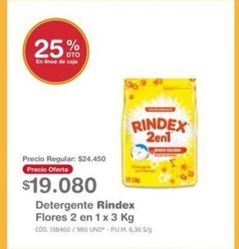 Makro Detergente Rindex Flores 2 en 1 x 3 kg oferta