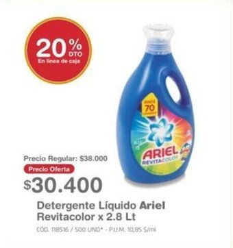 Makro Detergente Liquido Ariel Revitacolor x 2.8Lt oferta