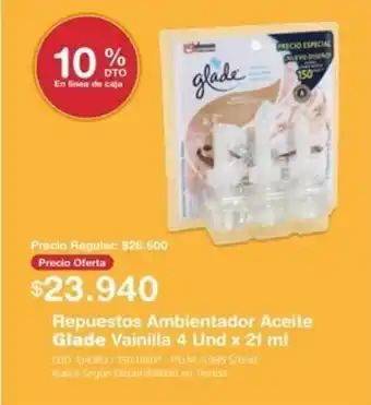 Makro Repuestos Ambientador Aceite Glade Vainilla 4 Und x 21 ml oferta