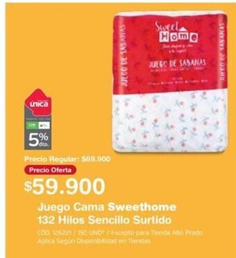 Makro Juego Cama Sweethome 132 HIlos Sencillo Surtido oferta