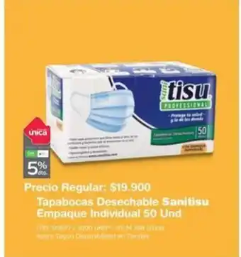 Makro Tapabocas Desechable Sanitisu Empaque Individual 50 Und oferta