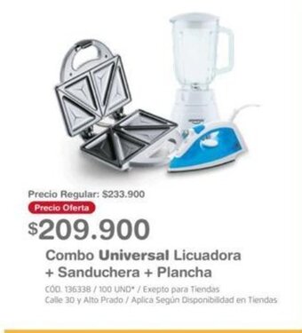 Makro Combo Universal Licuadora + Sanduchera + Plancha oferta