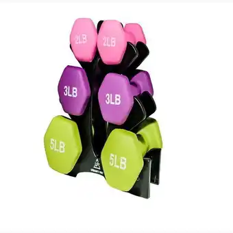 Éxito Set kit mancuernas pesas 2, 3 y 5 lbs forro neopreno y soporte oferta