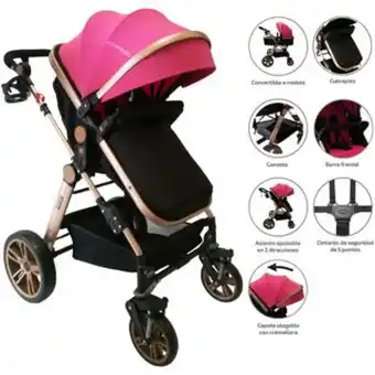 Linio Coche para bebe tipo moisés happy baby alizze rosa oferta