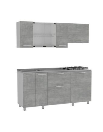 Flamingo Cocina 180 linar rta blanco + cemento oferta