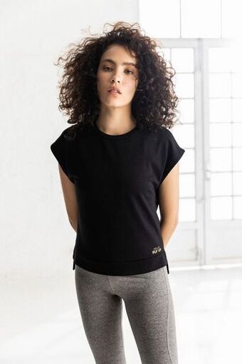 Vélez Camiseta fly up para mujer manga rodada negro oferta