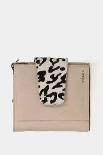 Vélez Billetera army de cuero para mujer pelo vacuno beige oferta