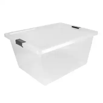 Estra Caja organizadora con broches y ruedas 55l transparente - gris oferta