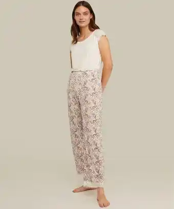 Pat Primo Pijama camiseta manga corta encaje pantalón estampado encaje oferta