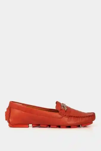 Vélez Mocasines voltaire de cuero para mujer brillo natural naranja oferta