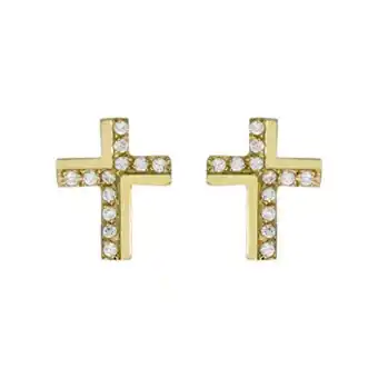 Kevin's Joyeros Topos en oro amarillo de 18 kilates, cruz, con zircones, 9 mm. de ancho oferta