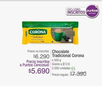 Jumbo Chocolate tradicional corona x 500 g oferta