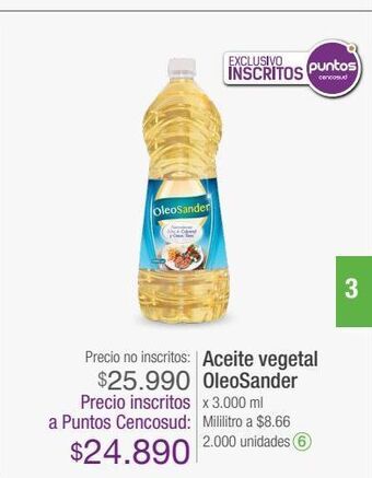 Jumbo Aceite vegetal oleosander x 3.000 ml oferta