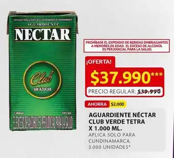 Ara Aguardiente nectar club verde oferta