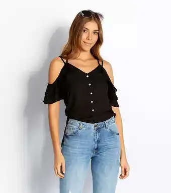 Derek Blusa dama hombros frios escote en v derek oferta