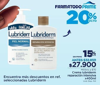 FarmaTodo Crema Lubriderm Reparación Intensiva 400ml oferta
