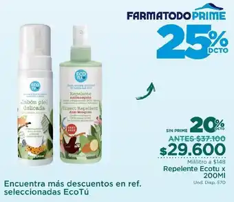 FarmaTodo Ecotu Repelente Antimosquito 200ml oferta