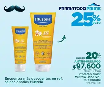 FarmaTodo Mustela Protector Solar Bebe SPF50+ 100ml oferta