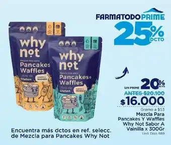 FarmaTodo Mezcla para Pancakes y Waffles Why Not 300g oferta