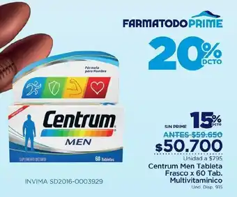 FarmaTodo Centrum Men Multivitaminico 60 tab. oferta