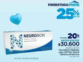 FarmaTodo Neurobion Temina + Piridoxina Tablets 30's oferta