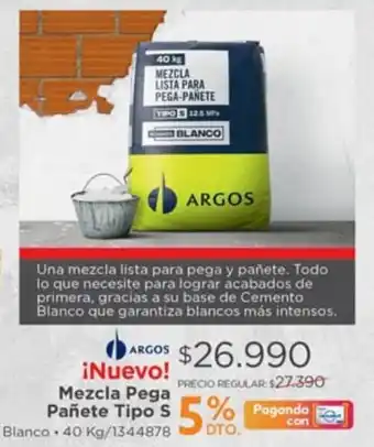 Easy Argos Mezcla Pega Pañete Tipo S 40kg oferta