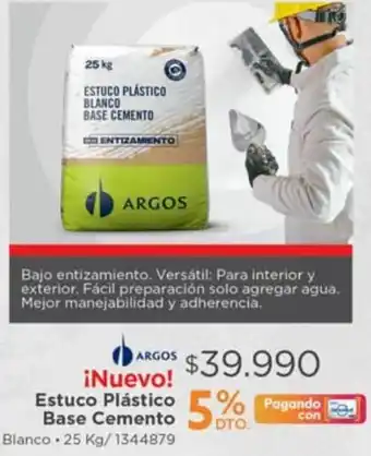 Easy Argos Estuco Plástico Base Cemento 25kg oferta