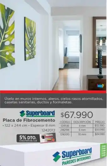 Easy Superboard Placa de Fibrocemento 122 x 244cm oferta