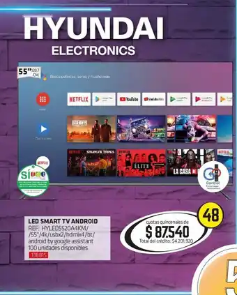 Hogar y Moda Smart tv led 55'' hyundai oferta