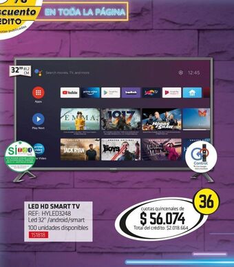 Hogar y Moda Smart tv led 32'' oferta