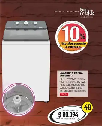 Hogar y Moda Lavadora carga superior 19kg oferta