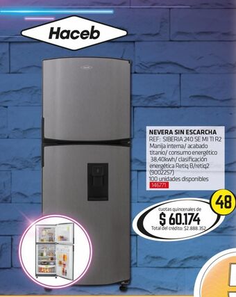 Hogar y Moda Nevera haceb sin escarcha oferta