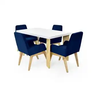 Carulla Comedor 4p sevilla blanco sillas islandia tela azul oferta