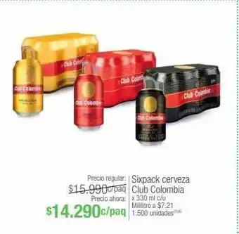 Jumbo Sixpack cerveza club colombia x 330 ml c/u oferta