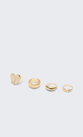 Set 4 anillos chunky corazón