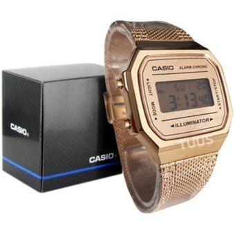 Linio Reloj casio retro a-168 oro rosado. pulso de malla. oferta