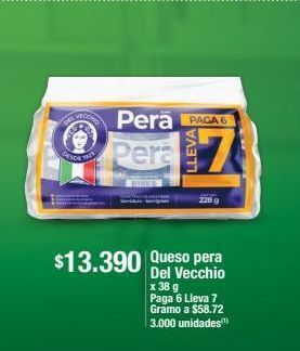 Jumbo Queso pera del vecchio x 38 g paga 6 lleva 7 oferta