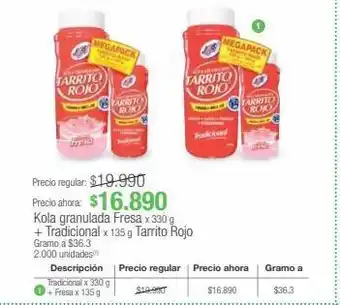 Jumbo Kola granulada fresa x 330 g + tradicional x 135 g tarrito rojo oferta