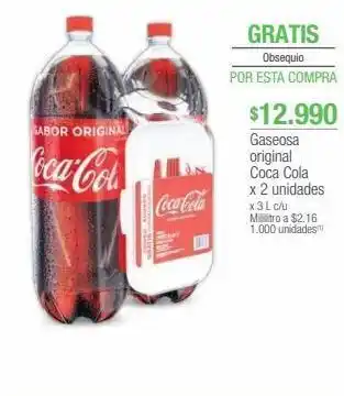 Jumbo Gaseosa original coca cola x 2 unidades x 3 l c/u oferta