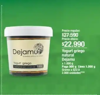 Jumbo Yogurt griego natural dejamu x 1.000 g oferta