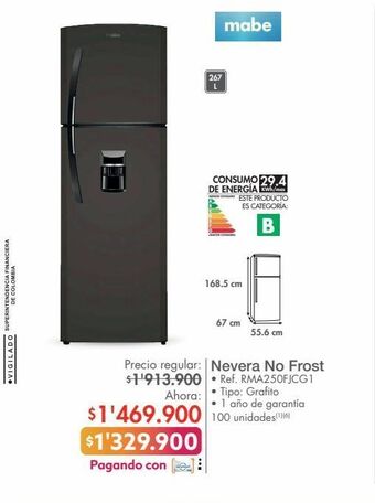 Metro Nevera no frost mabe oferta