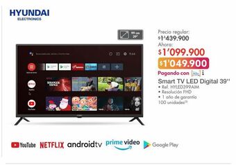 Metro Smart tv led 39'' hyundai oferta