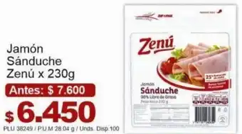 Belalcazar Jamón Sánduche Zenú 230g oferta