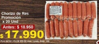 Belalcazar Chorizo de Res Promoción 20 Unid oferta