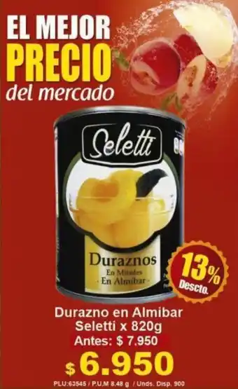 Belalcazar Durazno en Almibar Seletti 820g oferta