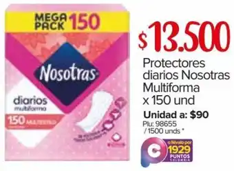 Super Inter Protectores Diarios Nosotras Multiforma 150 Unid oferta
