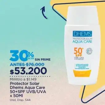 FarmaTodo Protector Solar Dhems Aqua Care SPF50+ UVB / UVA 50ml oferta