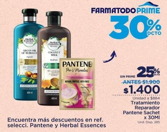 FarmaTodo Tratamiento Reparador Pantene Sachet 30ml oferta