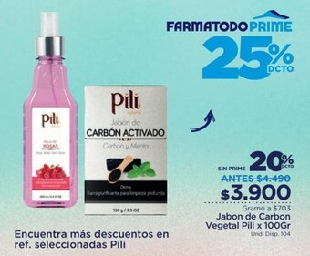 FarmaTodo Jabón de Carbon Vegetal Pili 100g oferta